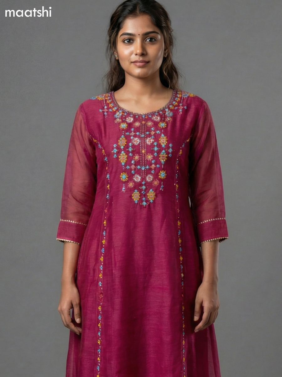 Pink Chanderi Embroidery Work Anarkali Suit