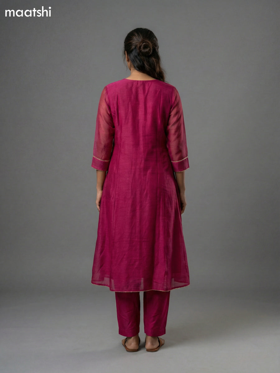 Pink Chanderi Embroidery Work Anarkali Suit