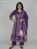Violet Cotton Printed Anarkali Suit