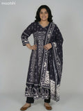 Black Cotton Printed Anarkali Suit