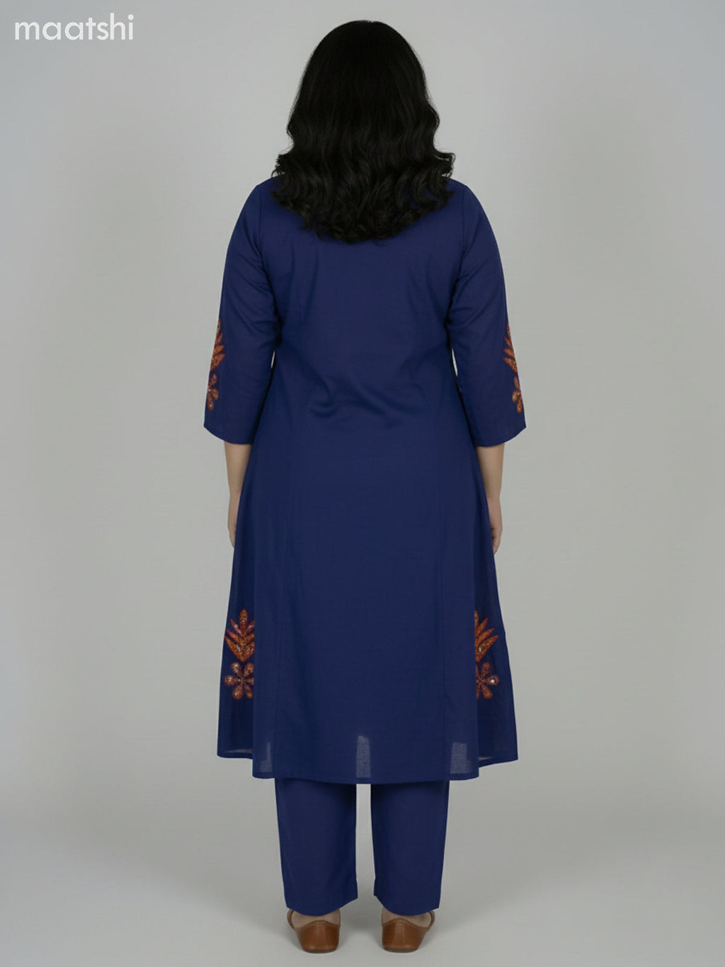 Navy Blue Cotton Kalamkari Patch Work Anarkali Suit
