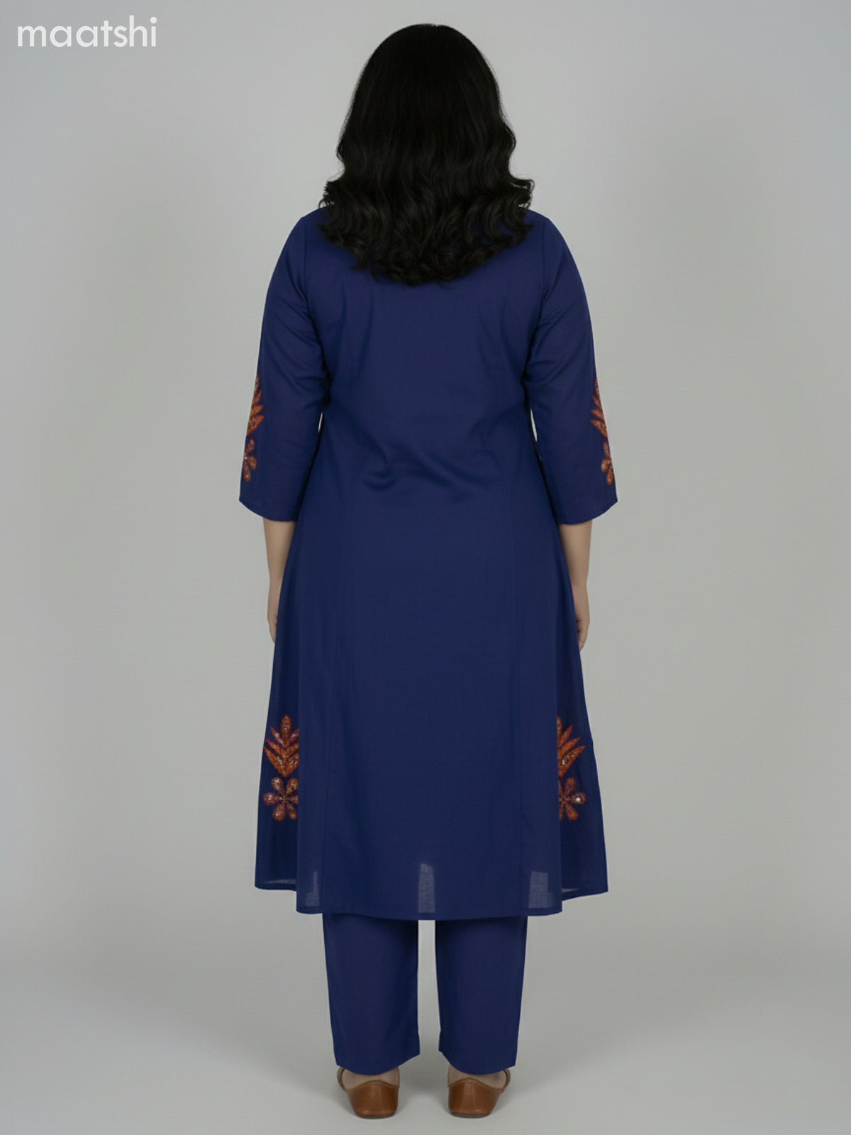 Navy Blue Cotton Kalamkari Patch Work Anarkali Suit