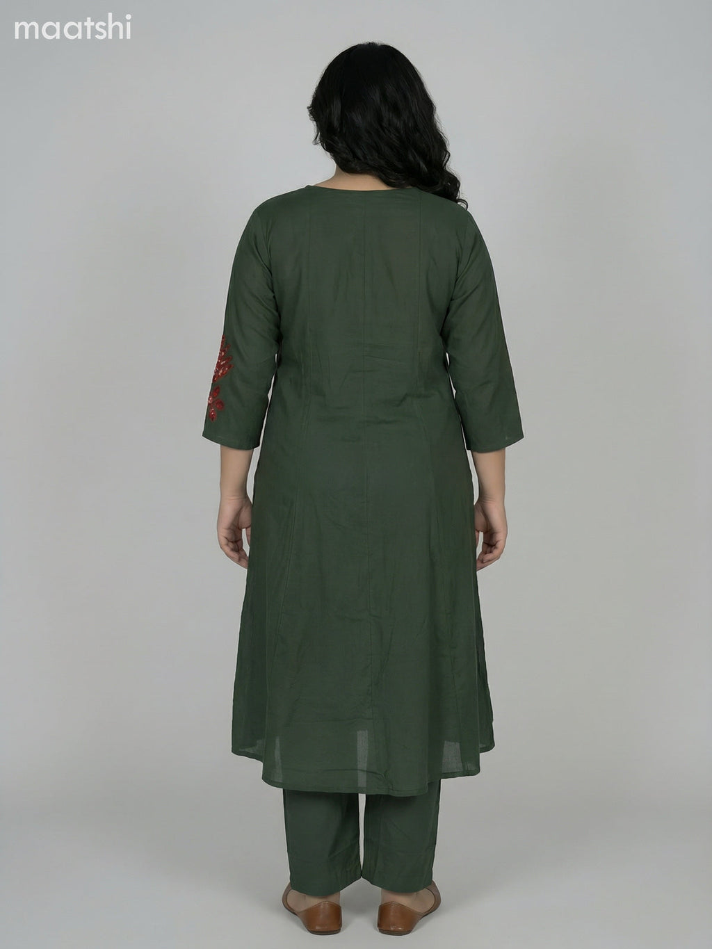 Green Cotton Kalamkari Patch Work Anarkali Suit