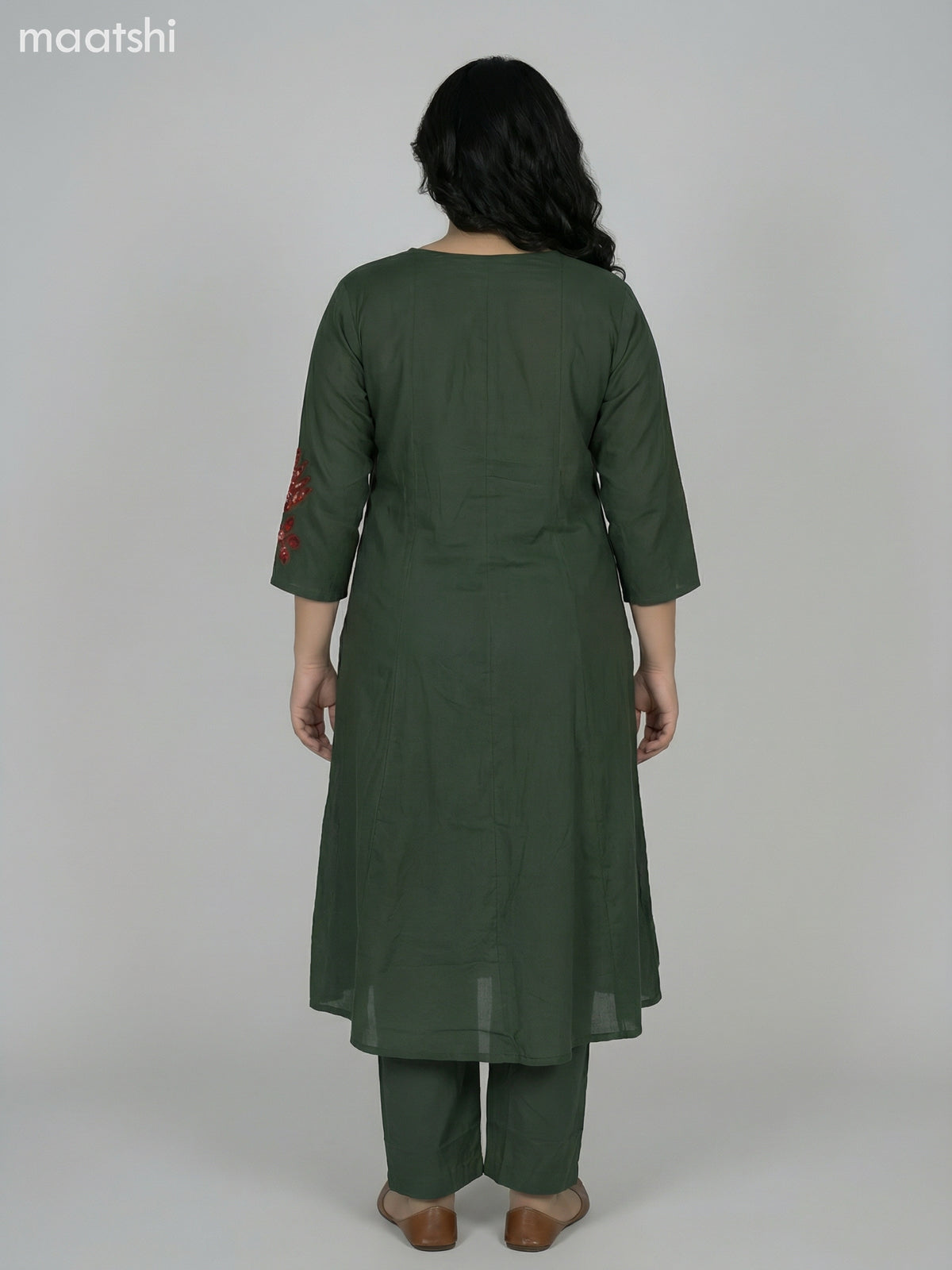 Green Cotton Kalamkari Patch Work Anarkali Suit