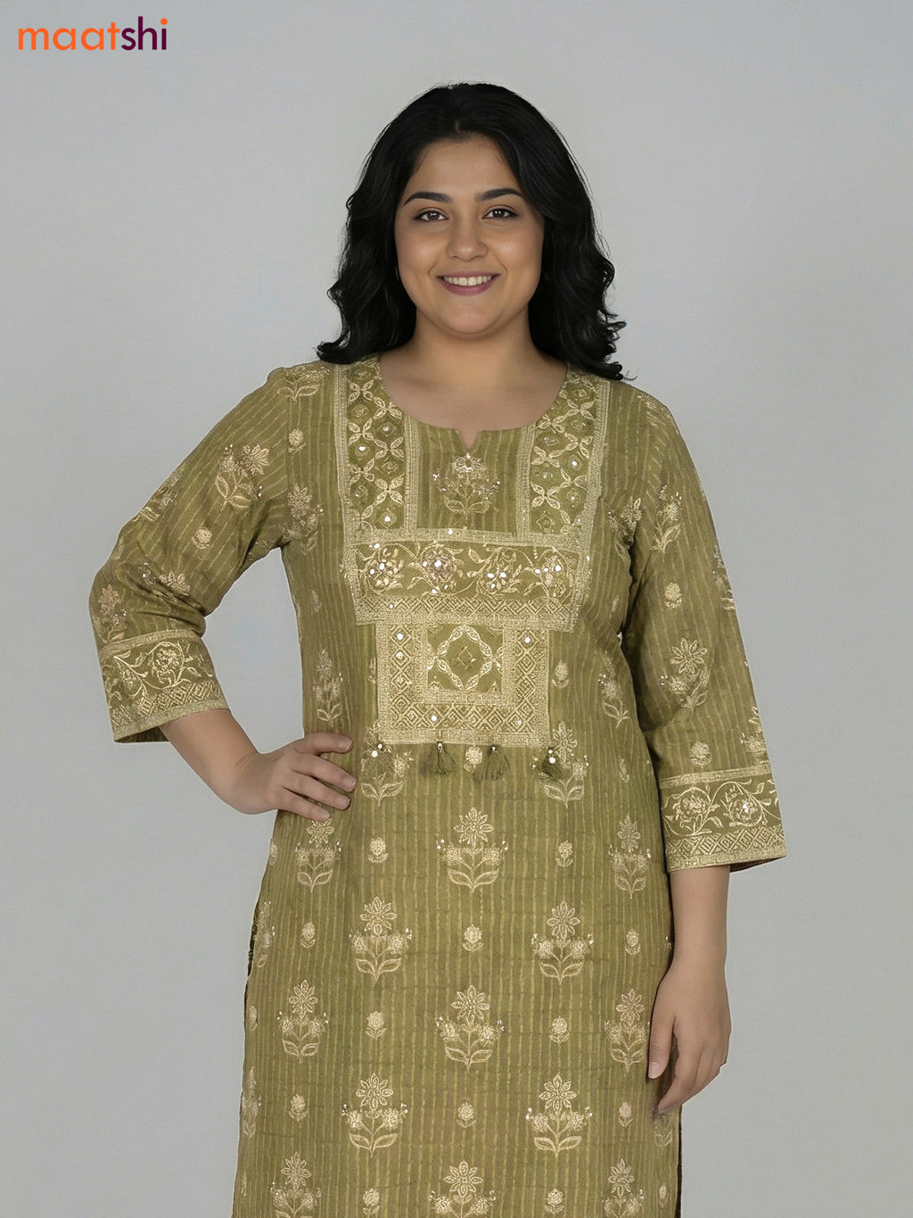 Green Shade Cotton Printed Straight Suit