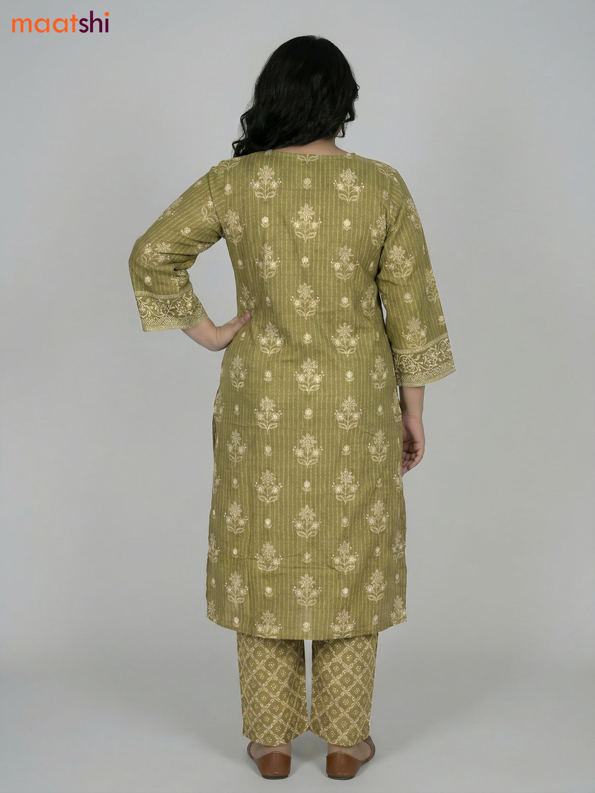Green Shade Cotton Printed Straight Suit