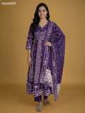 Violet Cotton Printed Anarkali Suit