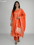 Rustic Orange Cotton Printed Anarkali Suit