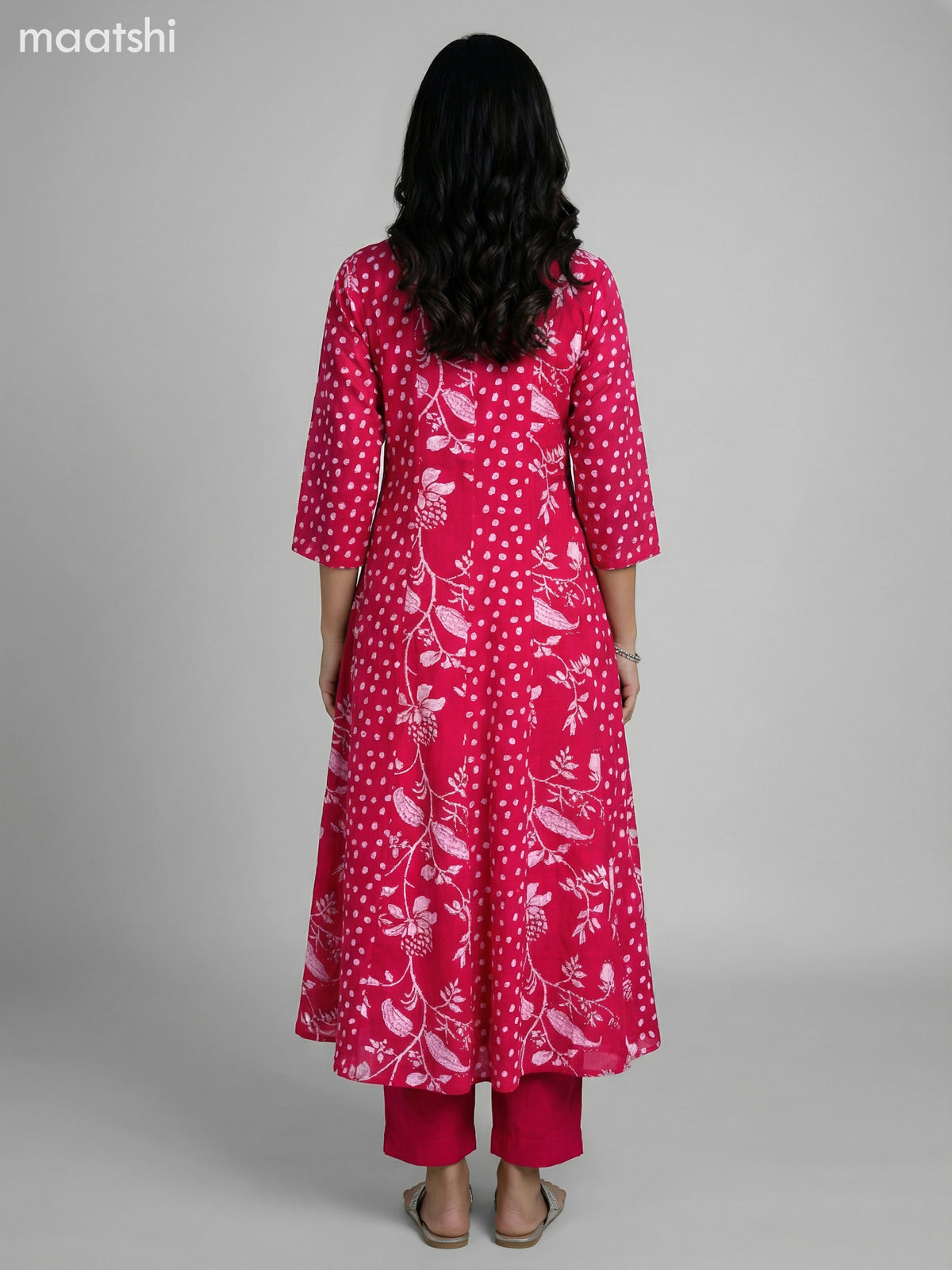 Pink Cotton Printed Anarkali Suit