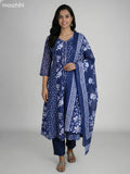 Navy Blue Cotton Printed Anarkali Suit