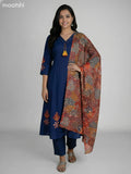 Navy Blue Cotton Kalamkari Patch Work Anarkali Suit