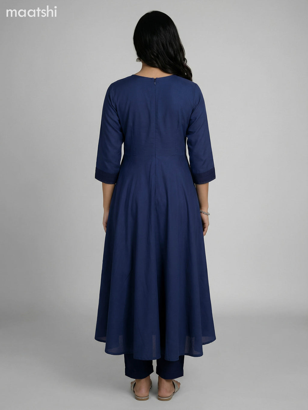 Navy Blue Cotton Kalamkari Patch Work Anarkali Suit