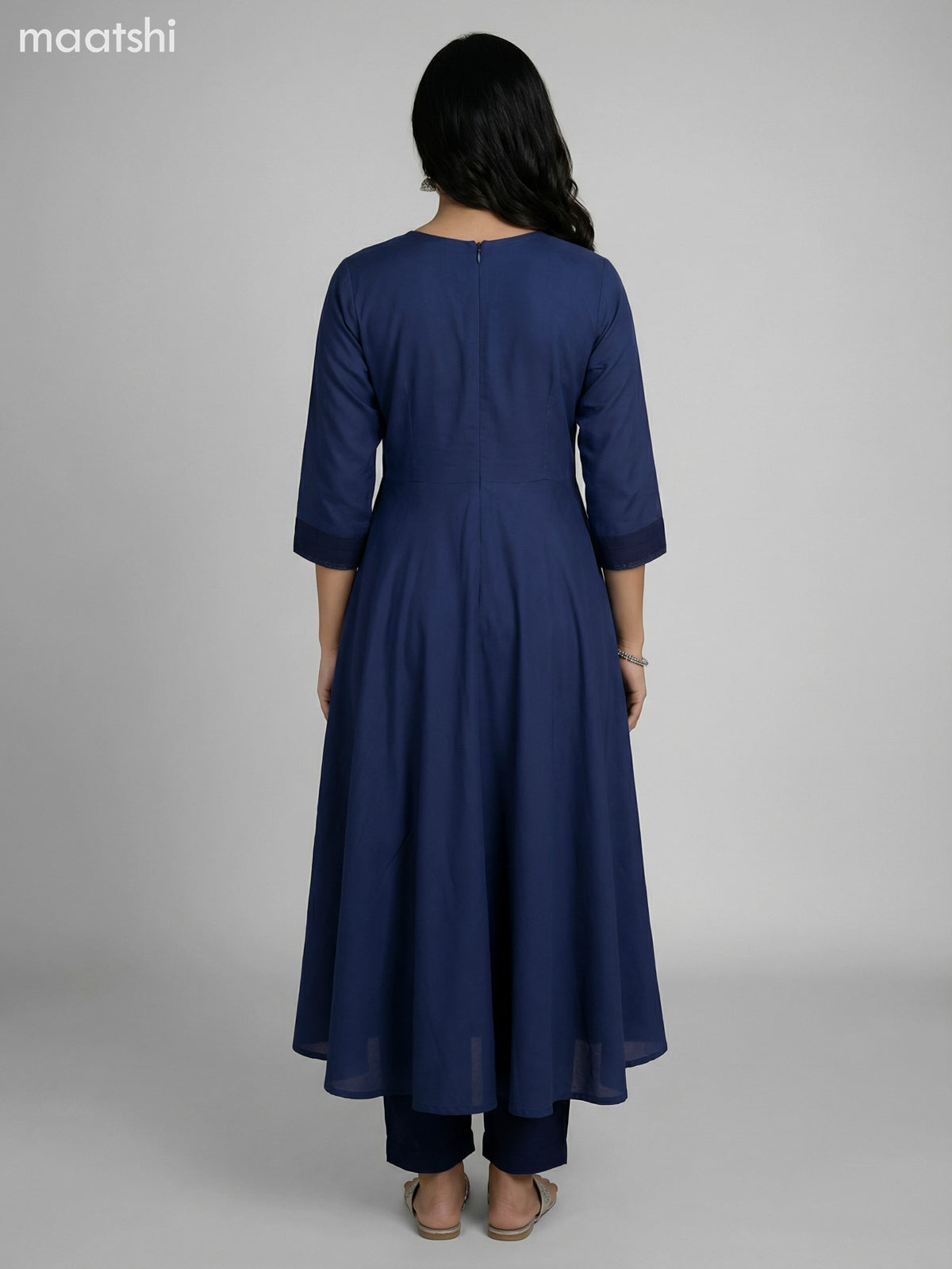 Navy Blue Cotton Kalamkari Patch Work Anarkali Suit