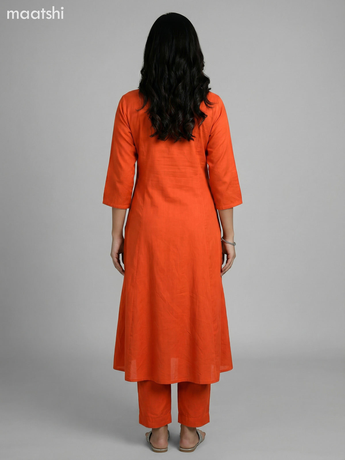 Rust Shade Cotton Kalamkari Patch Work Anarkali Suit