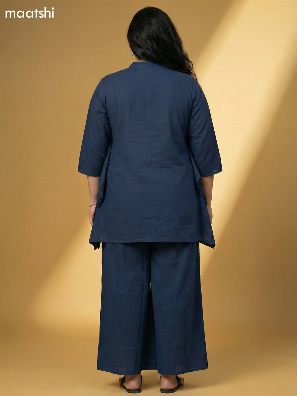 Peacock Green Cotton Embroidery Work Kaftan Dress