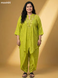 Lime Green Crepe Silk Printed Kaftan Dress