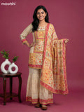 Cream and Pink Crepe Silk Floral Printed Short Straight Suit
