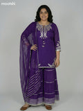 Violet Dola Silk Embroidery Work Short Straight Suit