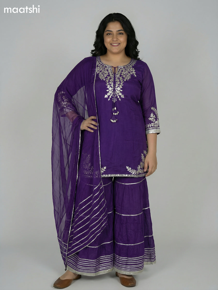 Violet Dola Silk Embroidery Work Short Straight Suit