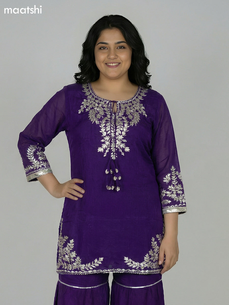 Violet Dola Silk Embroidery Work Short Straight Suit