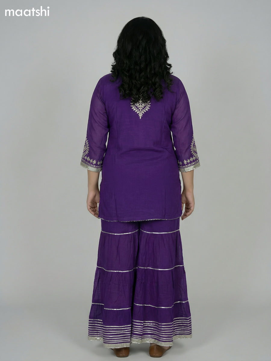 Violet Dola Silk Embroidery Work Short Straight Suit
