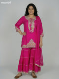 Pink Dola Silk Printed Short Straight Suit