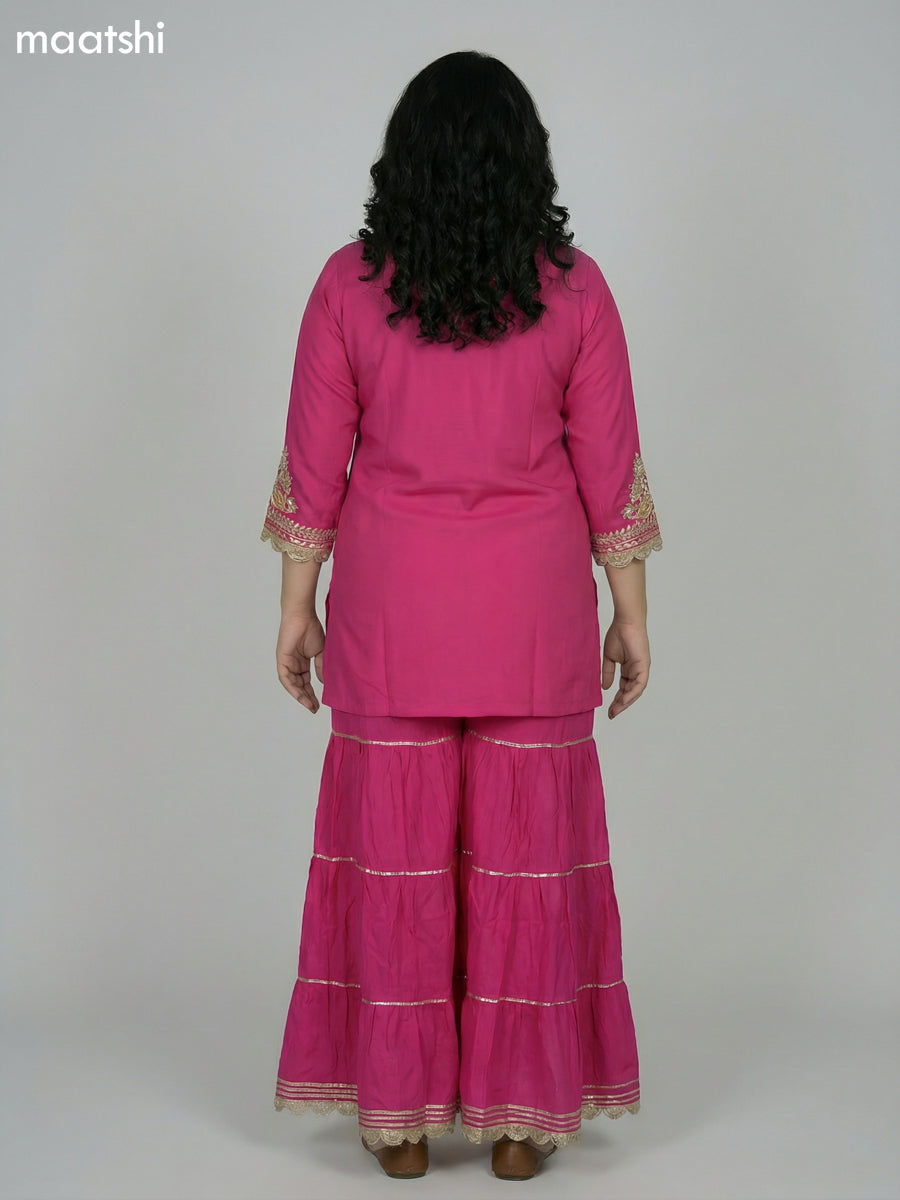 Pink Dola Silk Printed Short Straight Suit