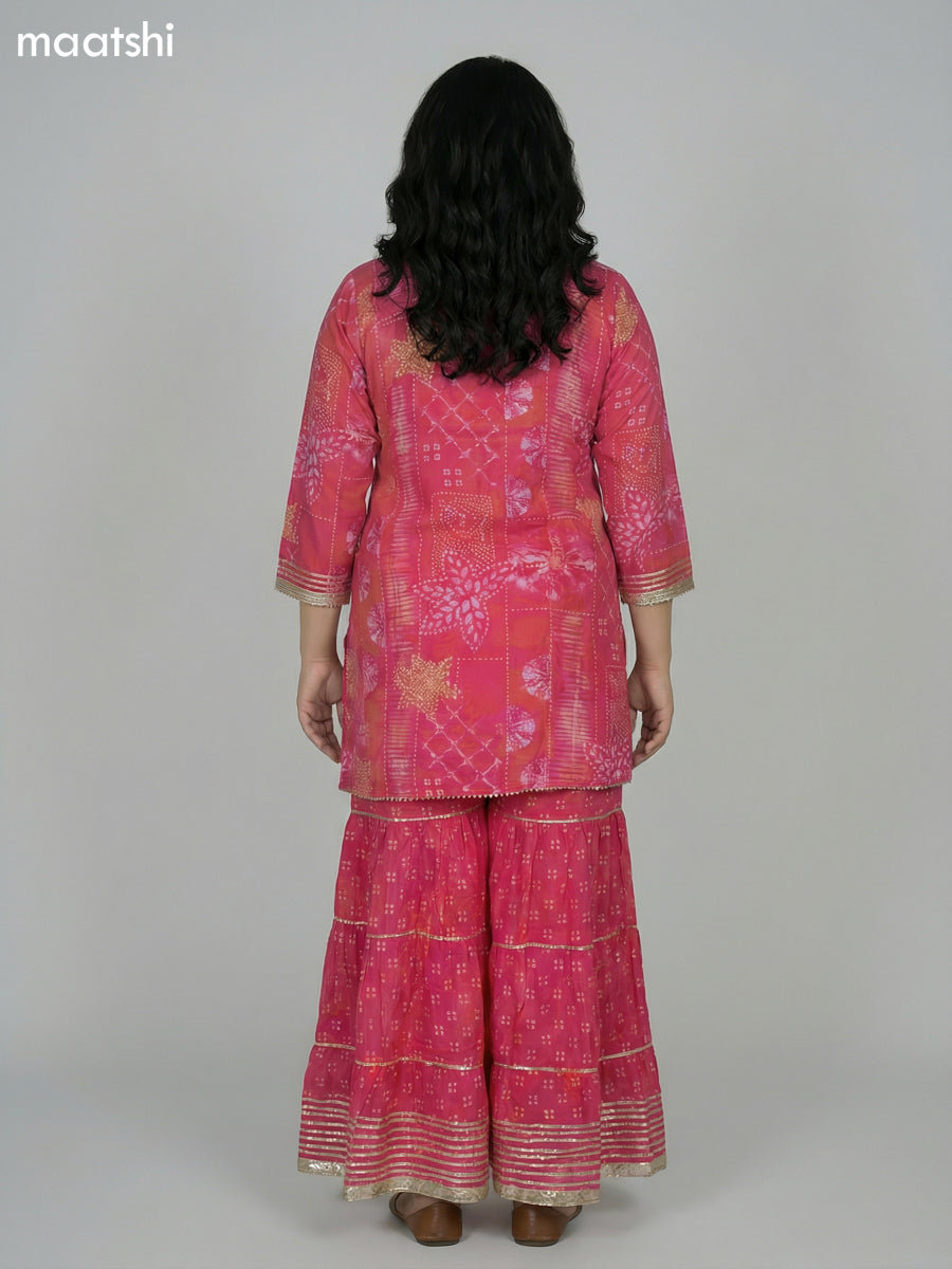 Pink Dola Silk Printed Short Straight Suit