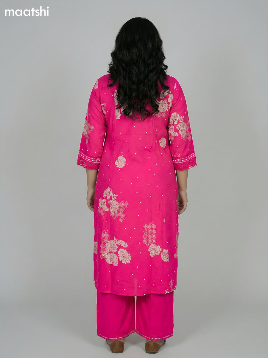 Pink Cotton Printed Anarkali Suit