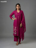 Magenta Pink Cotton Embroidery Work Anarkali Suit Semi Palazzo Pant