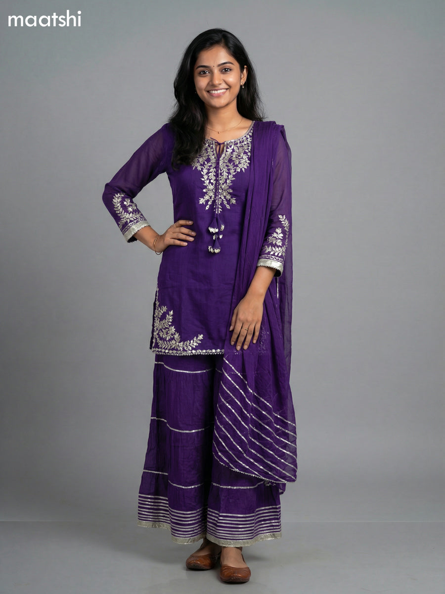 Violet Dola Silk Embroidery Work Short Straight Suit