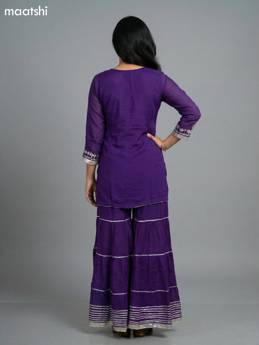 Violet Dola Silk Embroidery Work Short Straight Suit