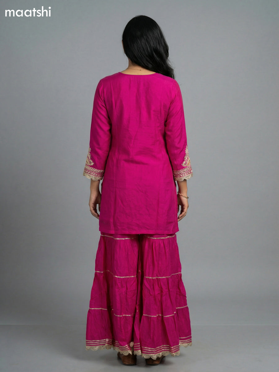 Pink Dola Silk Printed Short Straight Suit