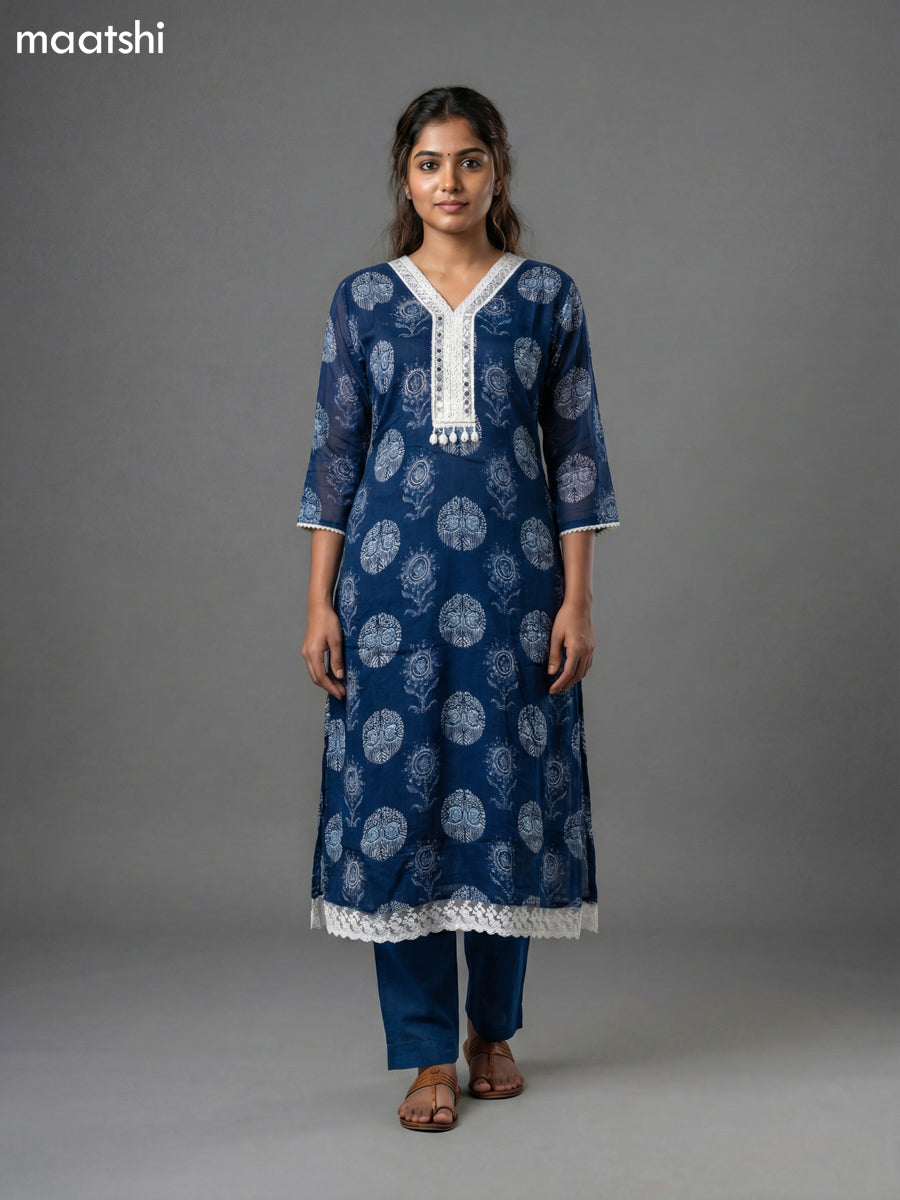 Wine Shade and Sap Green Cotton Kalamkari Printed & Lace Work Straight Suit