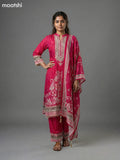 Pink Crepe Silk Printed Straight Suit