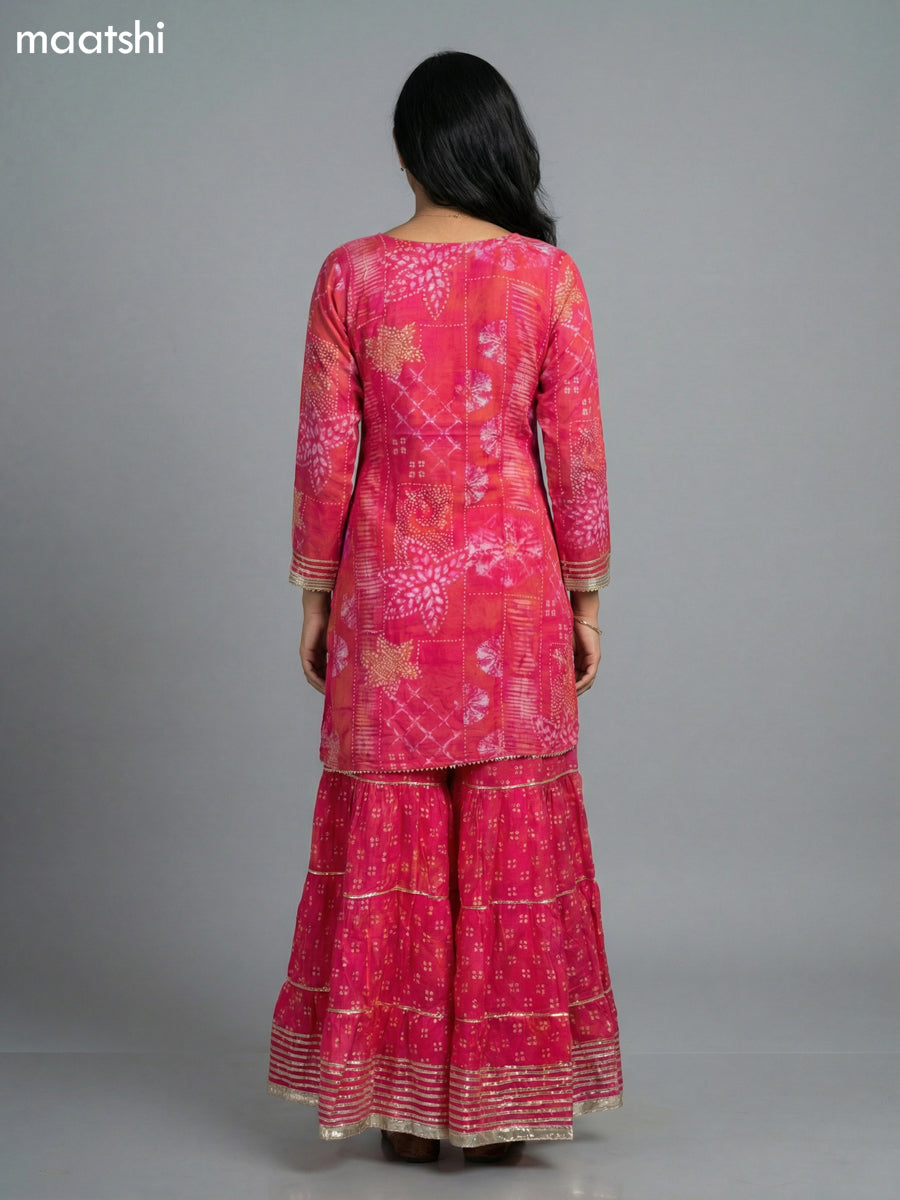 Pink Dola Silk Printed Short Straight Suit