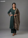 Dark Green Cotton Embroidery Work Anarkali Suit Semi Palazzo Pant