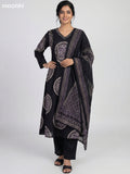 Black Cotton Bandhini Printed A-Line Suit