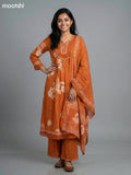 Rust Shade Cotton Printed Anarkali Suit