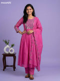 Pink Mul Chanderi With Embroidery Work Anarkali Suit