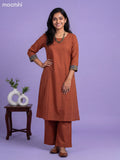 Dark Rust Cotton Simple Kurti Set