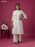 Off White Cotton Embroidery Work Kurti Set