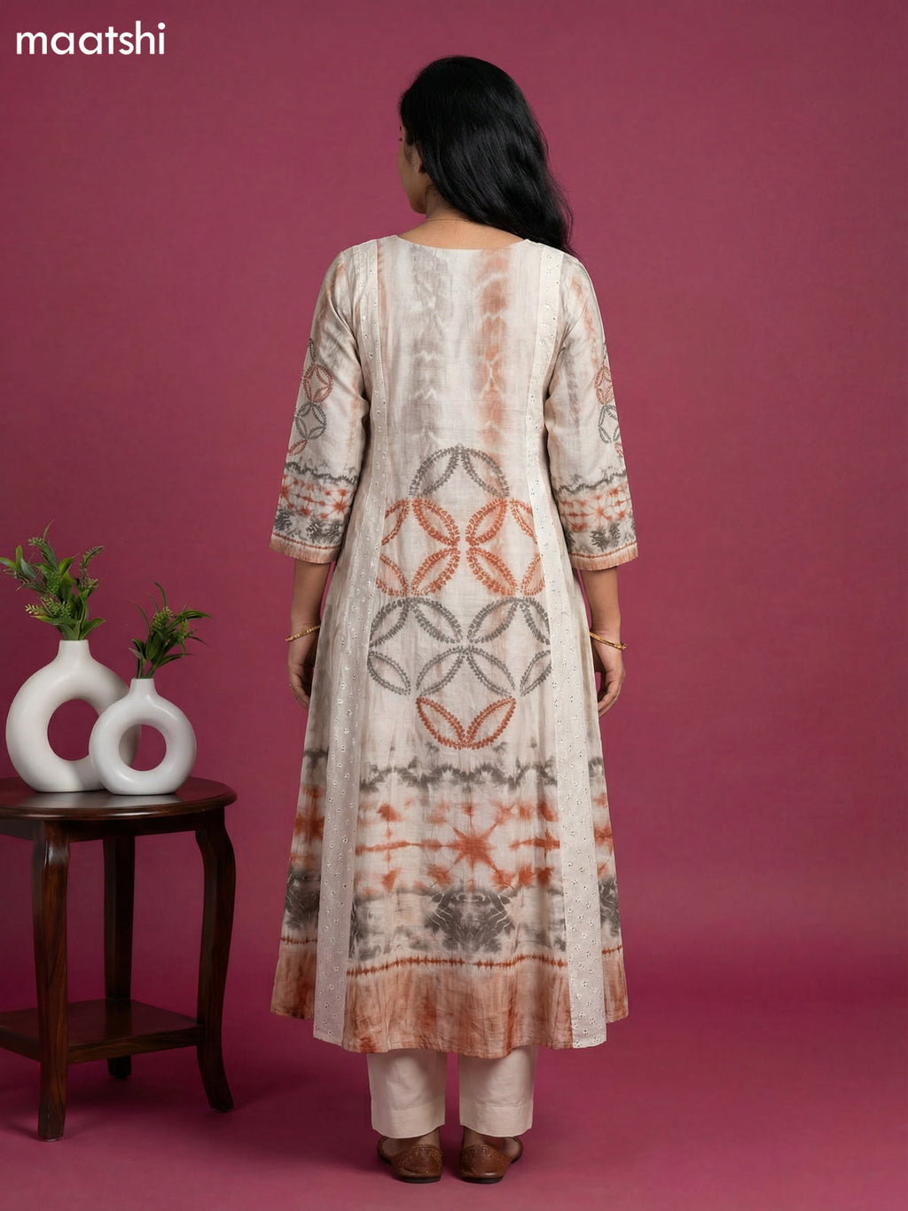 Beige and Brown Art Silk Simple Embroidery Work Anarkali Suit