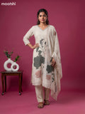 Beige Linen Cotton Floral Embroidery Work Straight Suit