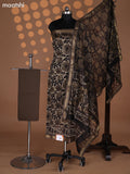 Beige and Dark Brown Chanderi Dress Material With Kalamkari Prints