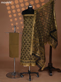 Mehendi Green Chanderi Dress Material With Allover Prints