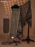 Beige and Brown Chanderi Dress Material With Allover Prints