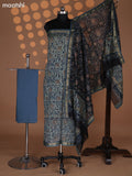 Pastel Green and Peacock Green Chanderi Dress Material With Allover Kalamkari Prints