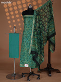 Teal Green Chanderi Dress Material With Allover Prints