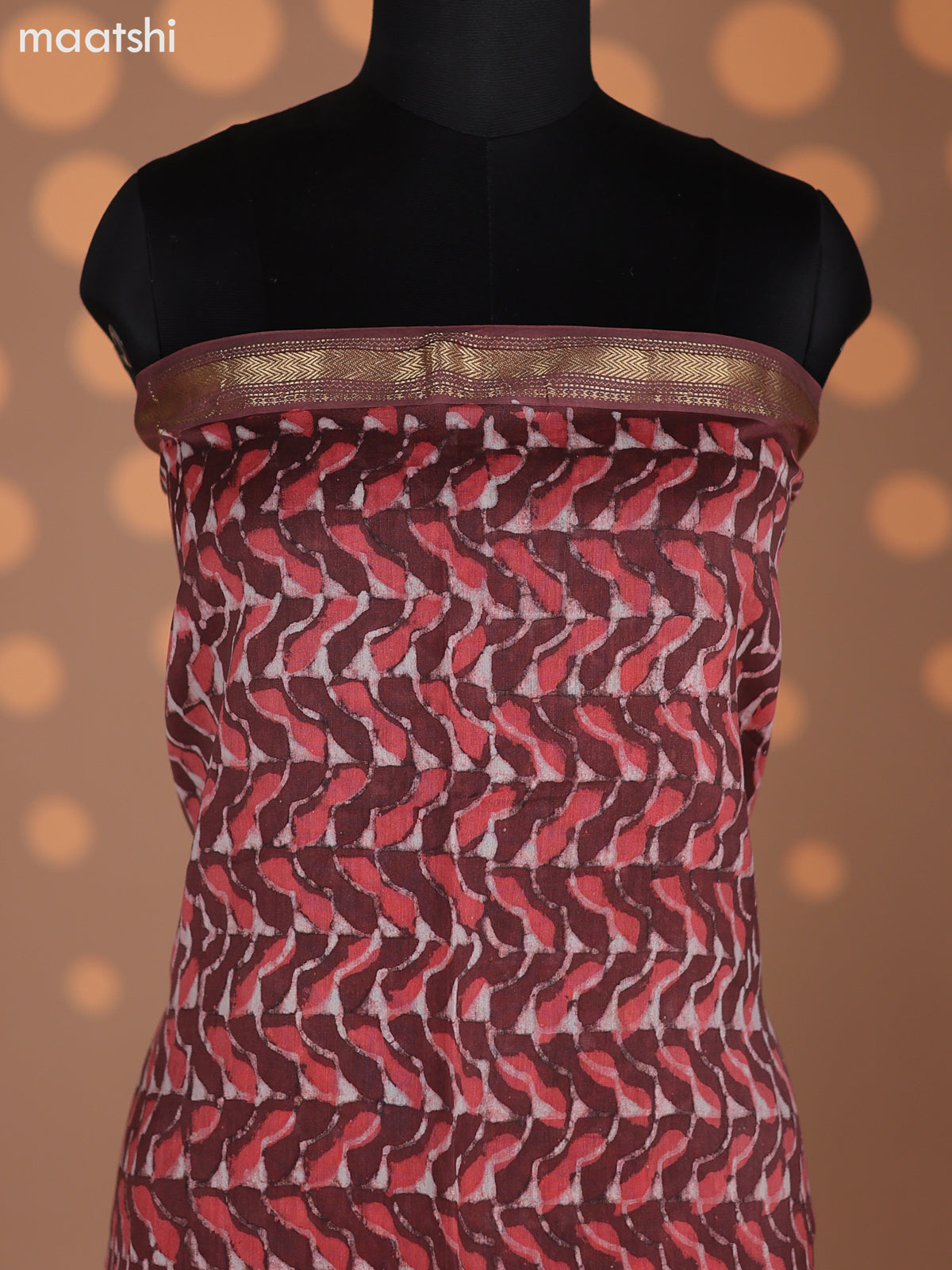 Pastel Maroon Chanderi Dress Material With Allover Prints